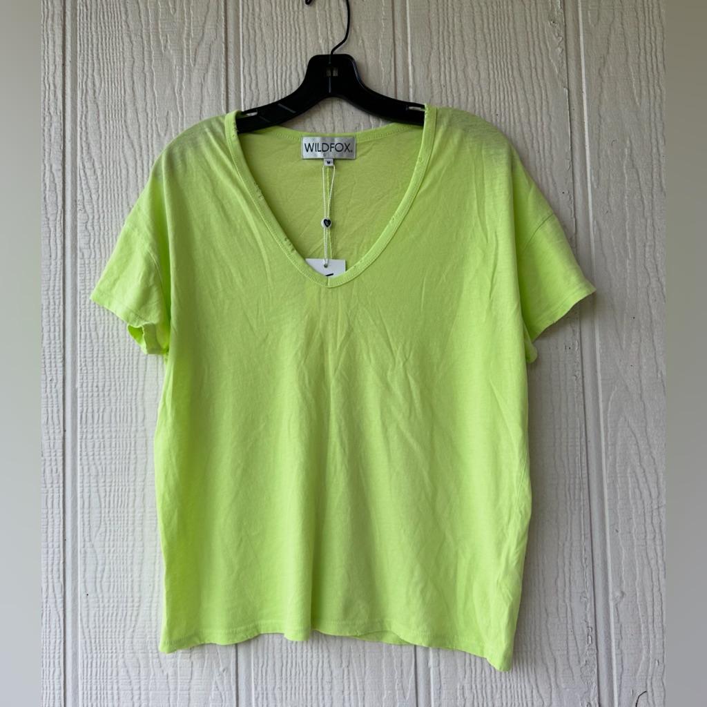 Wildfox Chrissy V-Neck Tee In Shadow Lime